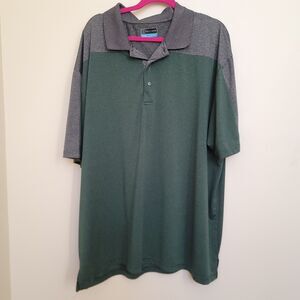 PGA Tour Men's Golf Polo Gray And Hunter Green Sz 3x